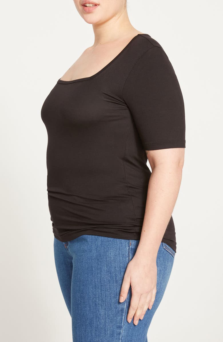 Universal Standard Foundation Short Sleeve Top, Alternate, color, Black