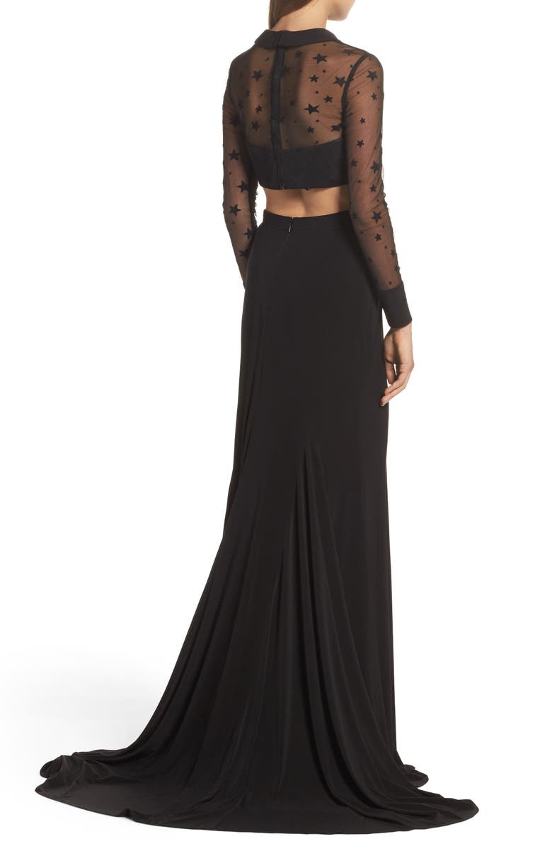 Mac Duggal Star Mesh Two-Piece Gown, Alternate, color, 
