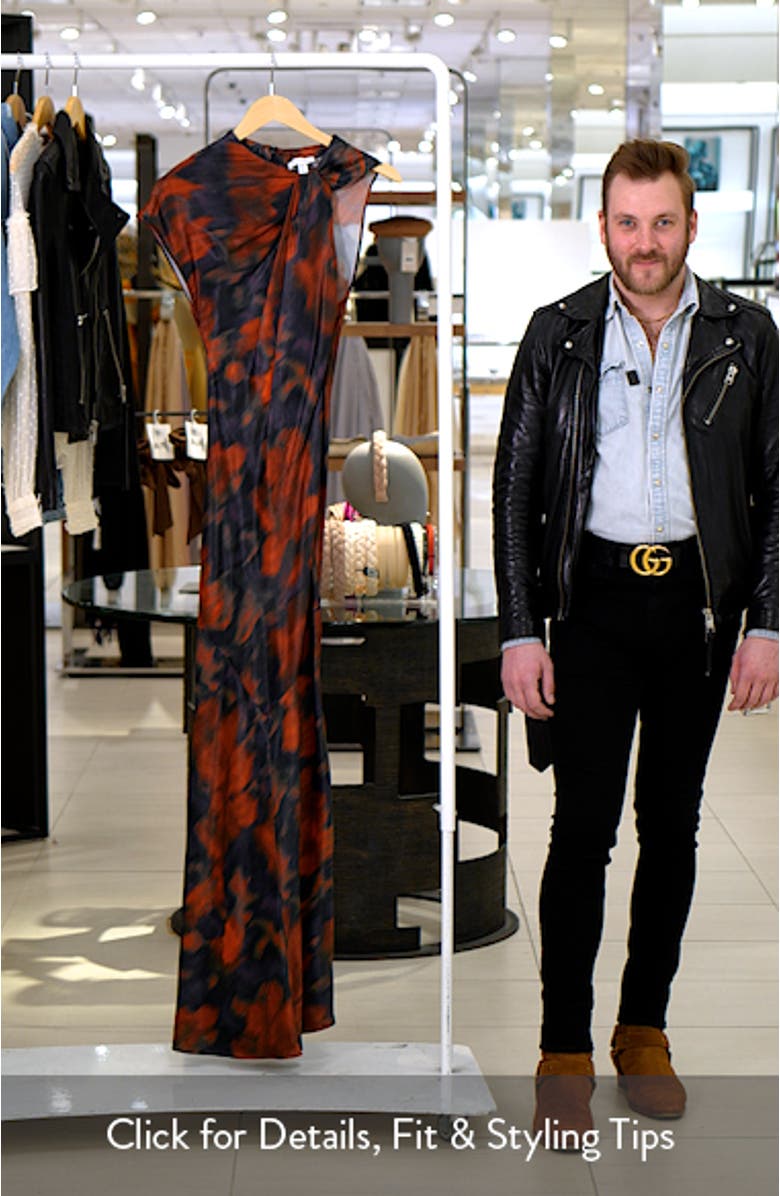 Print Knot Detal One-Shoulder Maxi Dress, sales video thumbnail