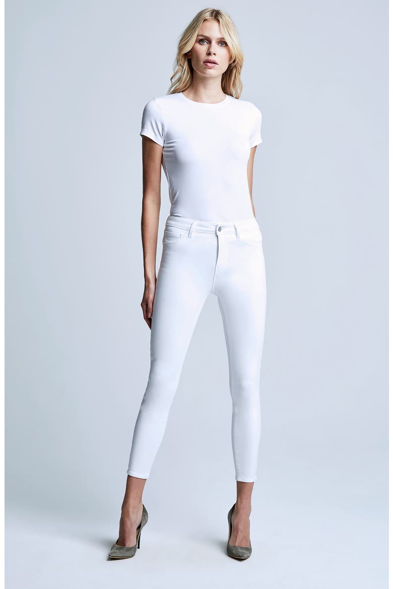 Margot Coated Crop High Waist Skinny Jeans, Alternate, color, BLANC COATED