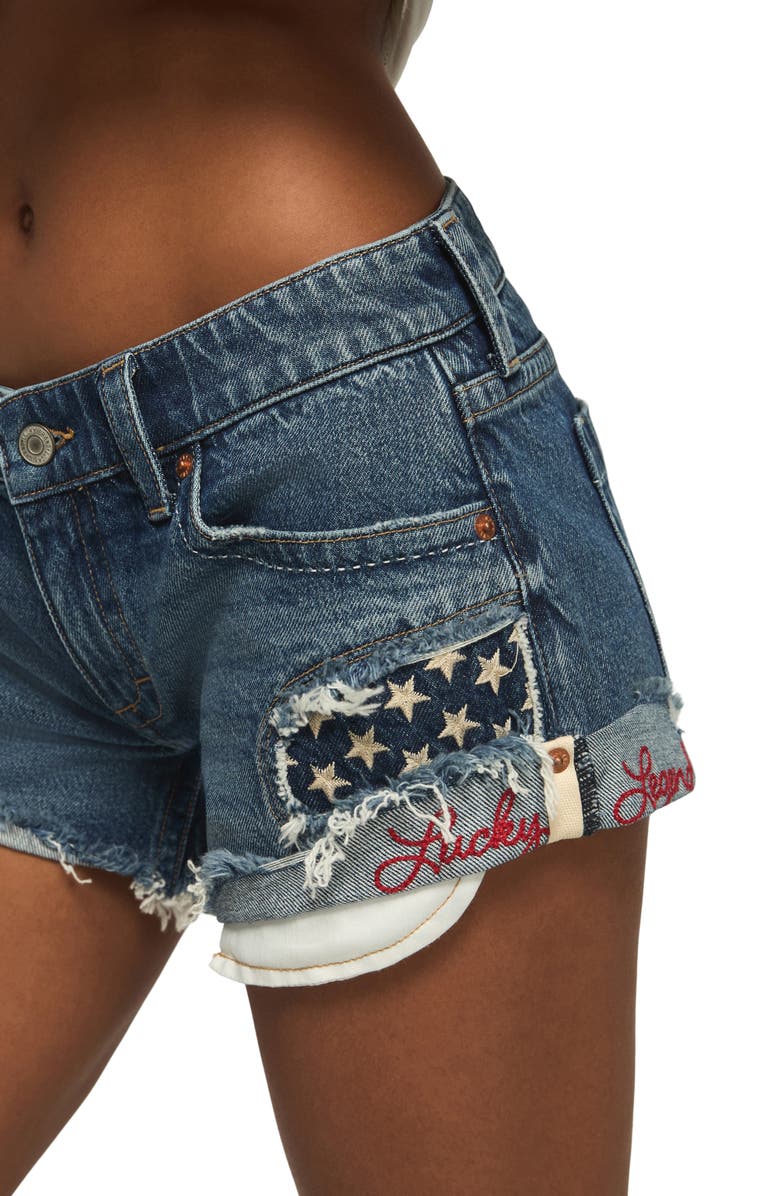 Lucky Brand Legend Festival Denim Cutoff Shorts, Alternate, color, Seeing Stars