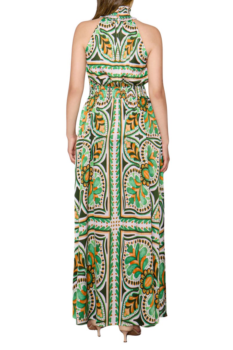 Abstract Maxi Halter Dress, Alternate, color, GREEN MULTI