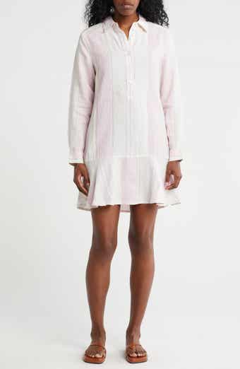 Tommy Bahama Ocean Reverie Long Sleeve Flounce Hem Linen Shirtdress