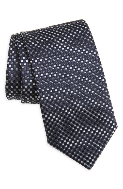 Canali Neat Silk Tie In Navy