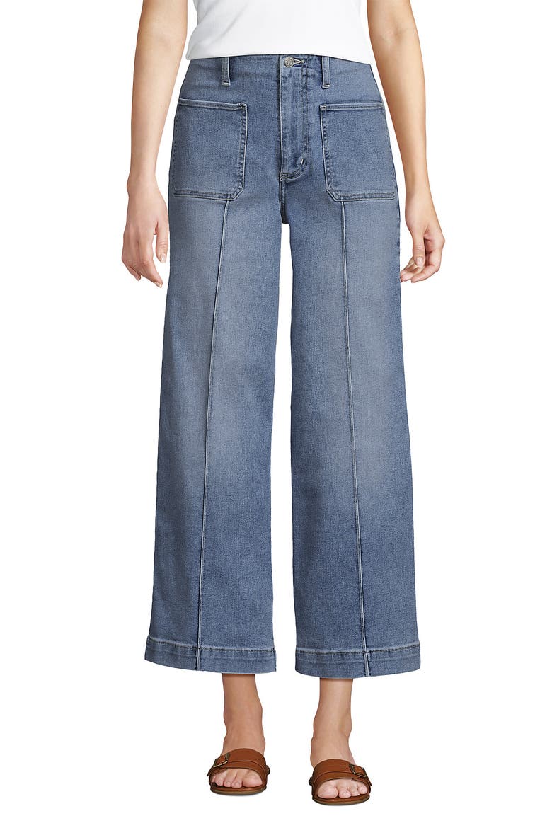 Denim High Rise Extra Wide Leg Crop Jeans, Alternate, color, Lake Blue Wash