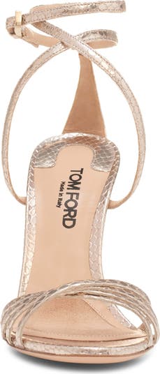TOM FORD Paradis Strappy Snakeskin Embossed Metallic Leather