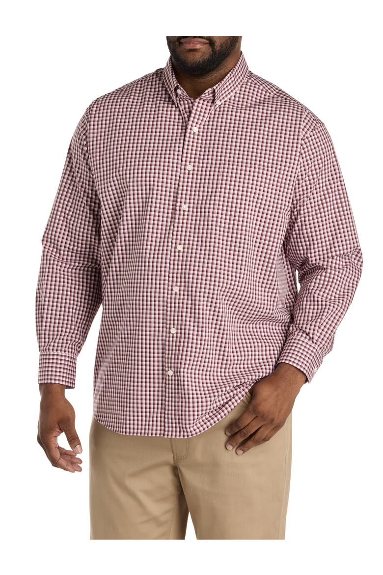 Big & Tall  Small Plaid Sport Shirt, Alternate, color, PINK