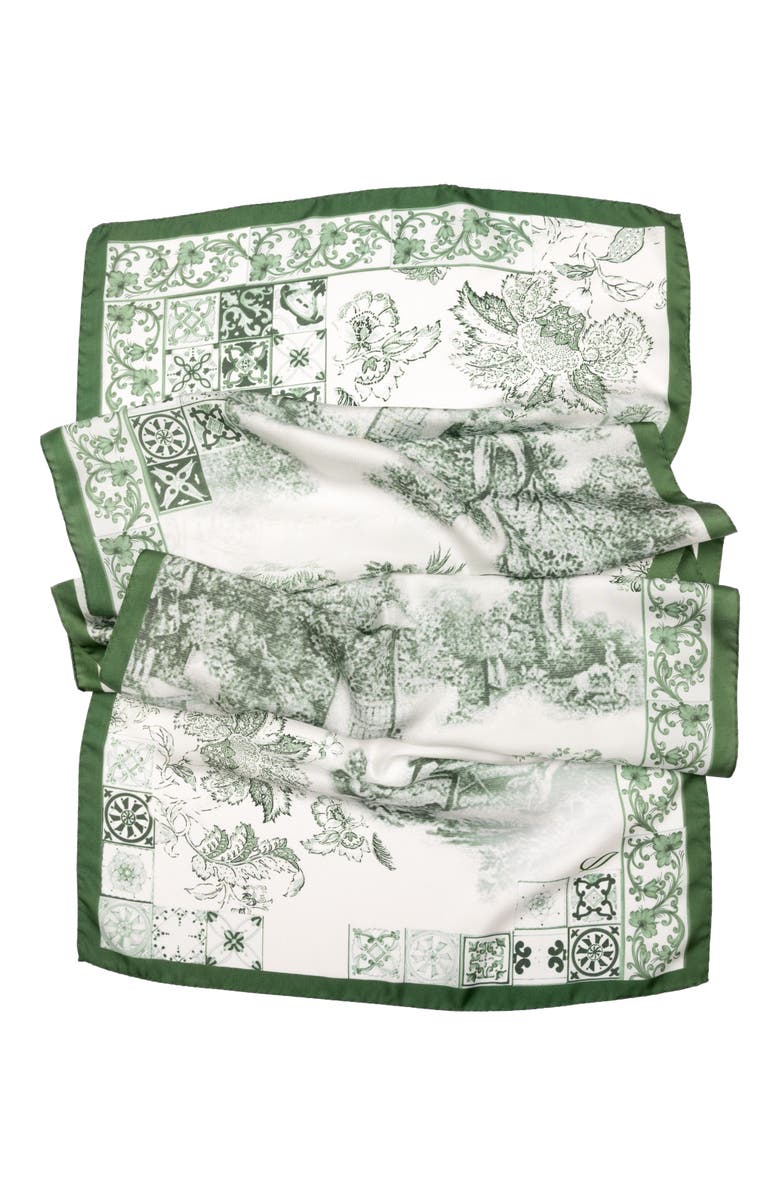 Elizabetta Toile - Long Silk Scarf for Women, Alternate, color, Green