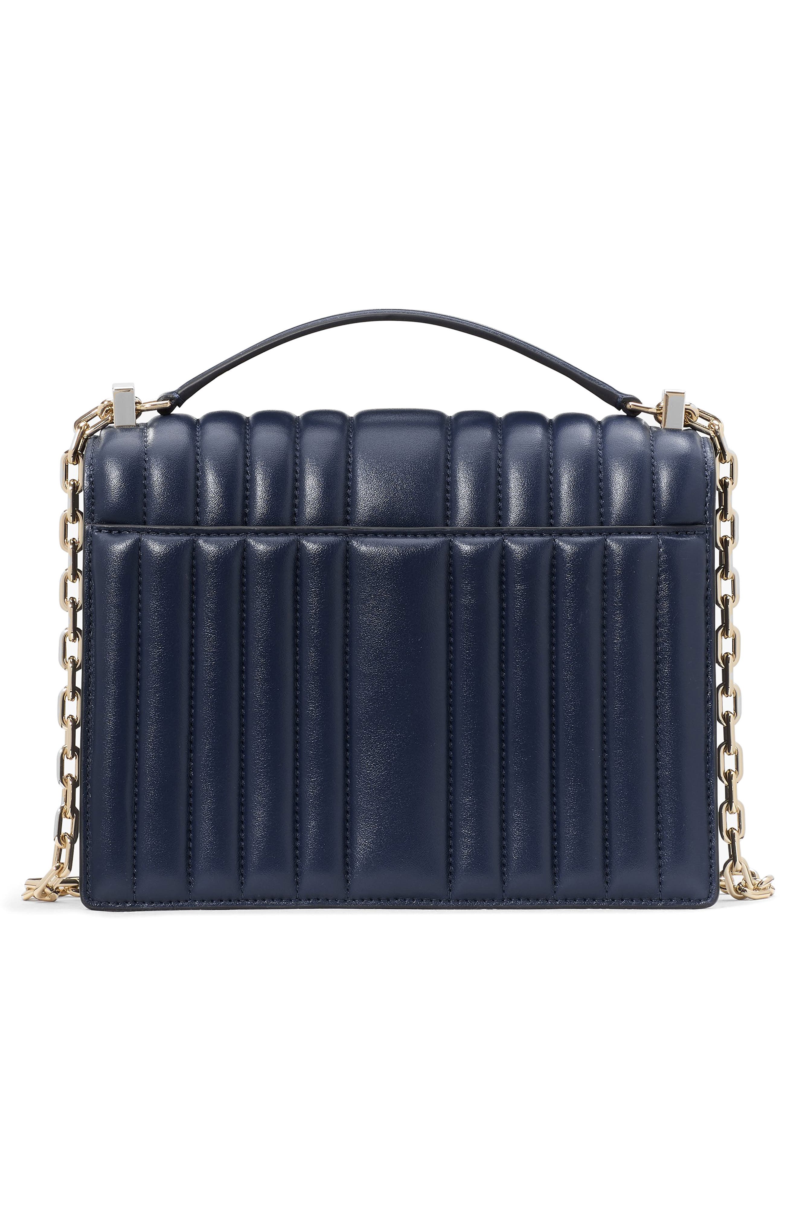 Kate Spade New York deco quilted leather convertible crossbody bag, Alternate, color, Parisian Navy
