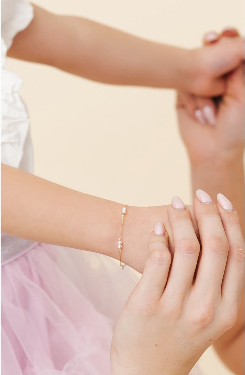 In Season Jewelry 14k Double Freshwater Cultured Pearl Bracelet, Alternate, color, White