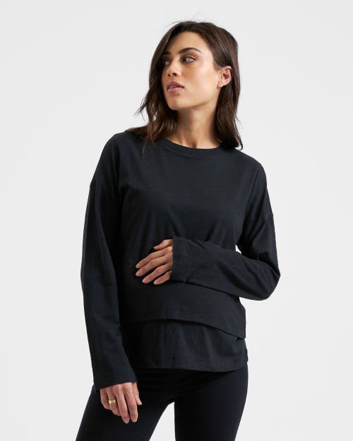 Ripe Maternity Claud Long Sleeve Nursing Top In Black