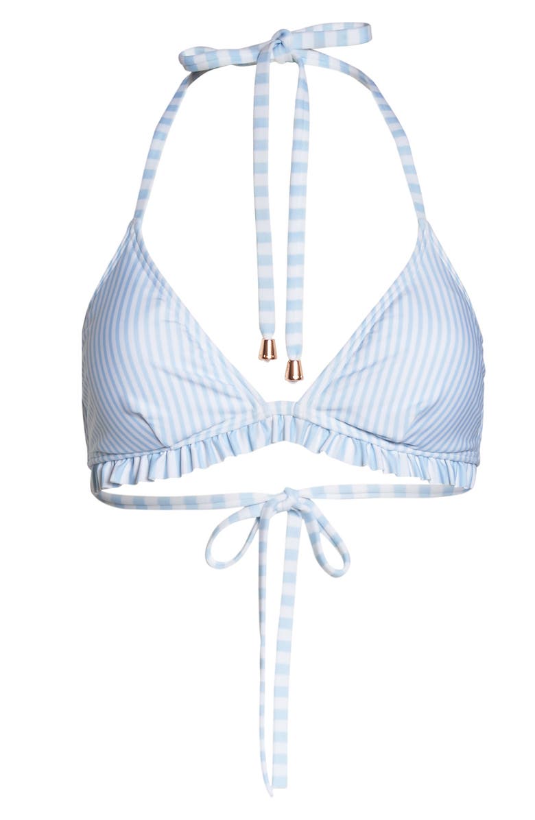 Ted Baker London Stripe Ruffle Trim Bikini Top, Alternate, color, 