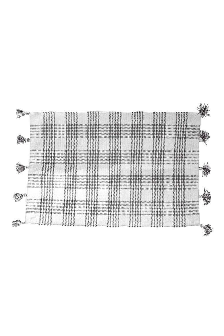 2'x3' Gray Plaid Pattern Tassel Rug, Main, color, Gray