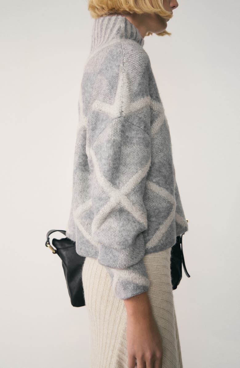 MANGO Rhombus Turtleneck Sweater, Alternate, color, 