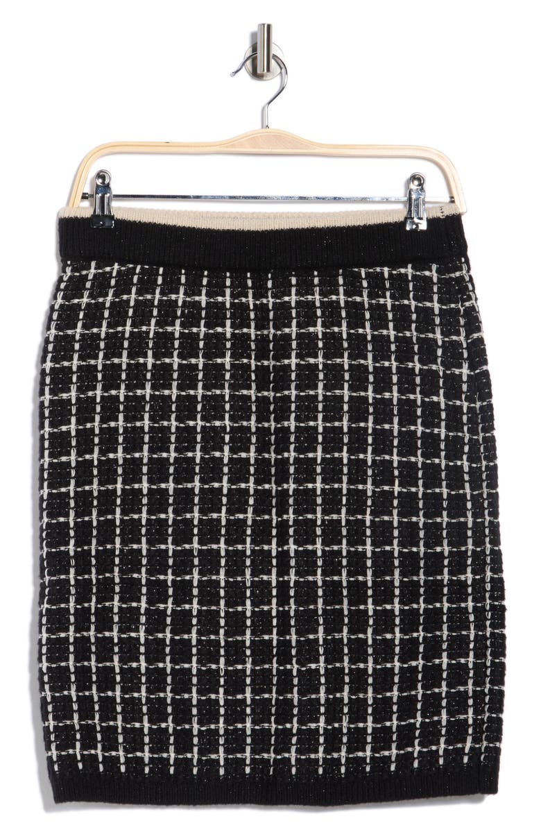 Ellen Tracy Plaid Stitch Skirt, Alternate, color, Black Check