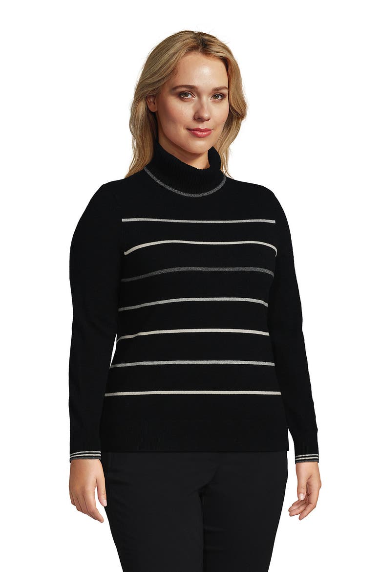 Cashmere Turtleneck Sweater, Alternate, color, Black Heritage Stripe