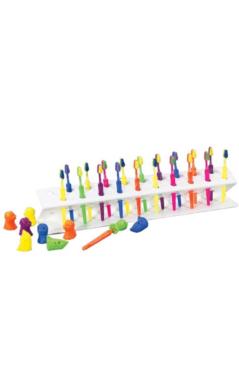 Kaplan Early Learning Company Toothbrush Rack with Toothbrushes & Covers, Main, color, Multicolored