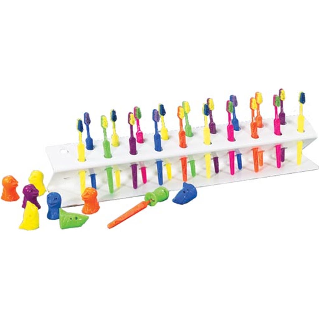 Kaplan Early Learning Company Toothbrush Rack With Toothbrushes & Covers In Multi