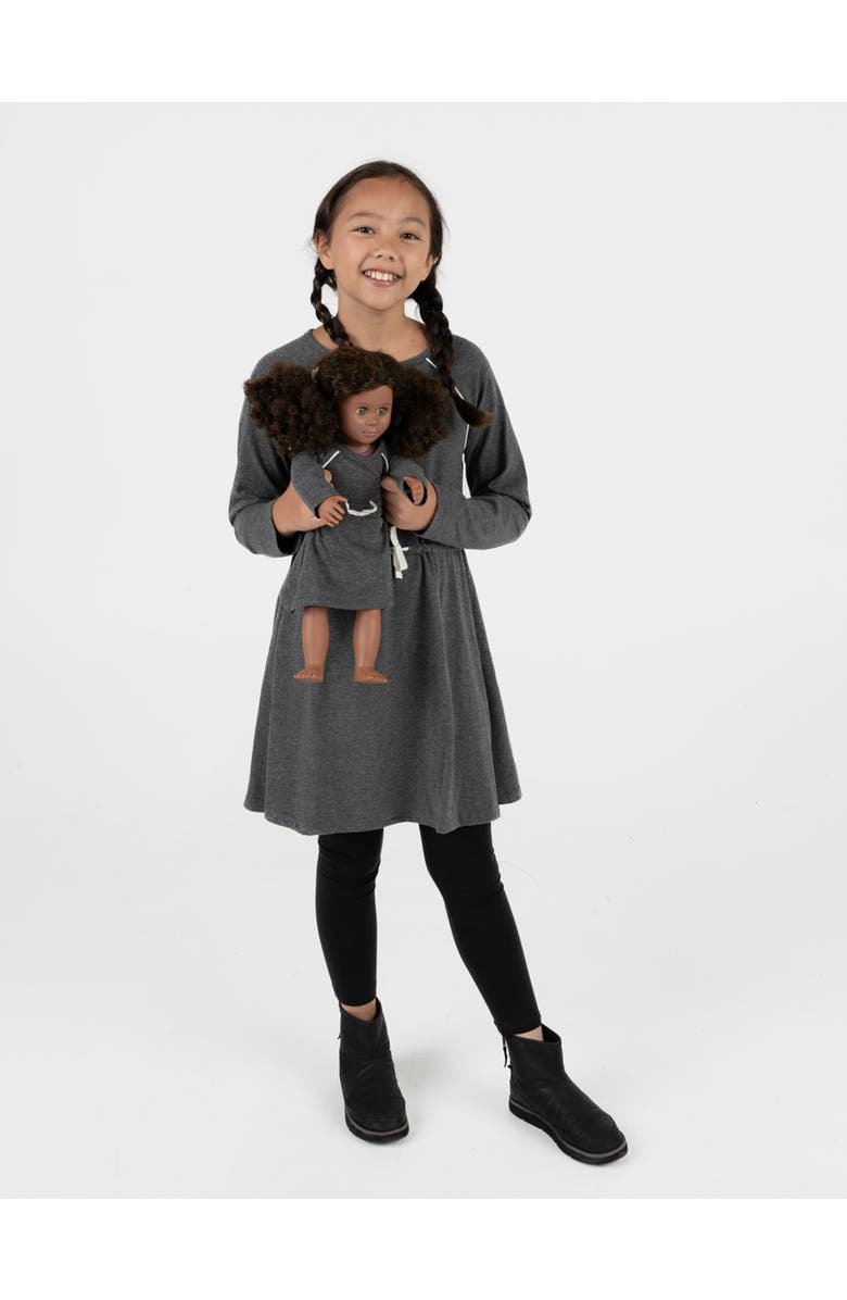 Leveret Girls Bow Tie Dress with Matching Doll Dress, Main, color, Dark Gray