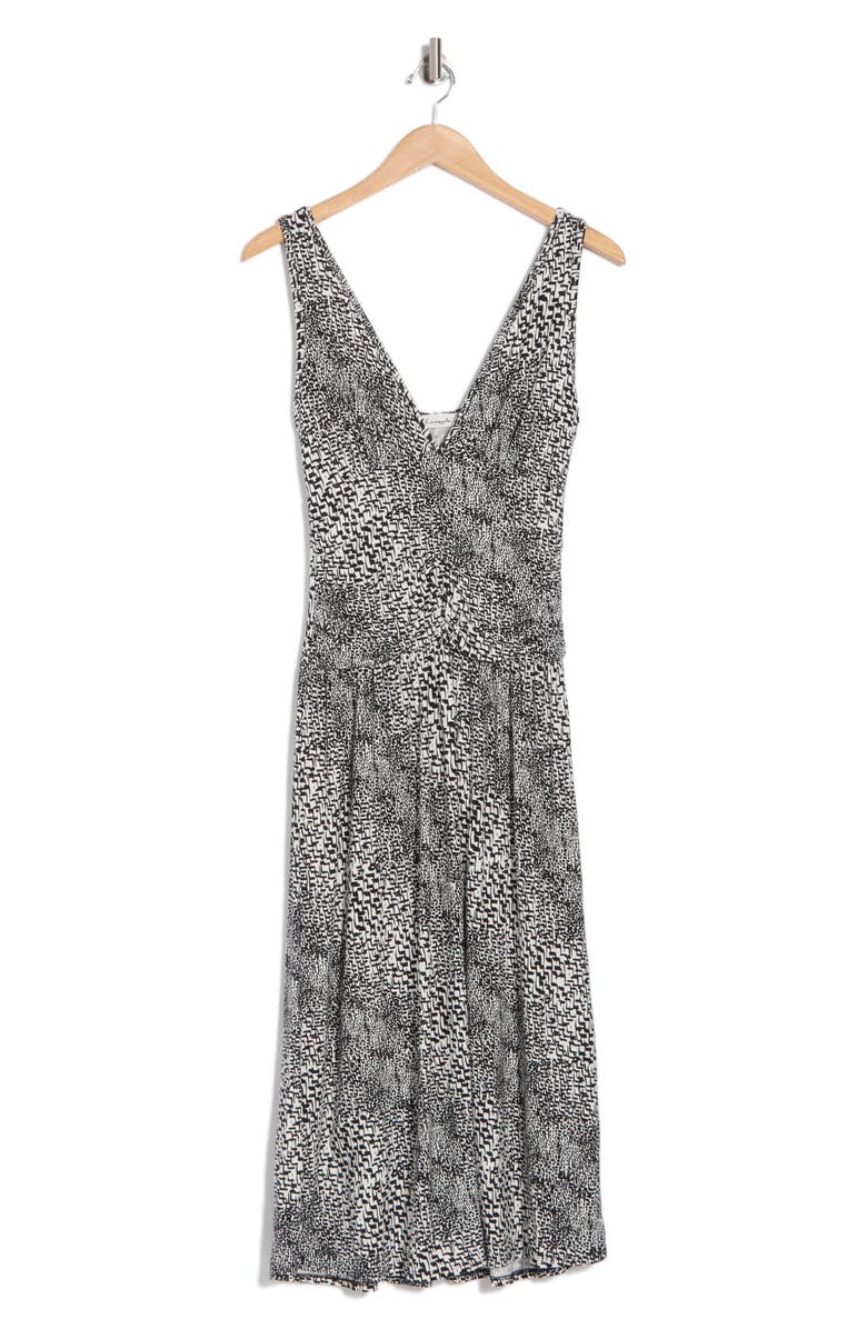 Loveappella Ruched Midi Dress, Alternate, color, Ivory/ Black