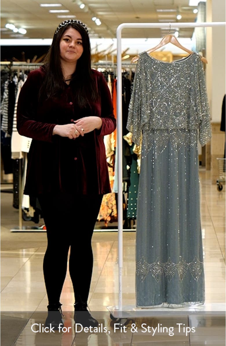 Beaded Cold Shoulder Blouson Cocktail Dress, sales video thumbnail