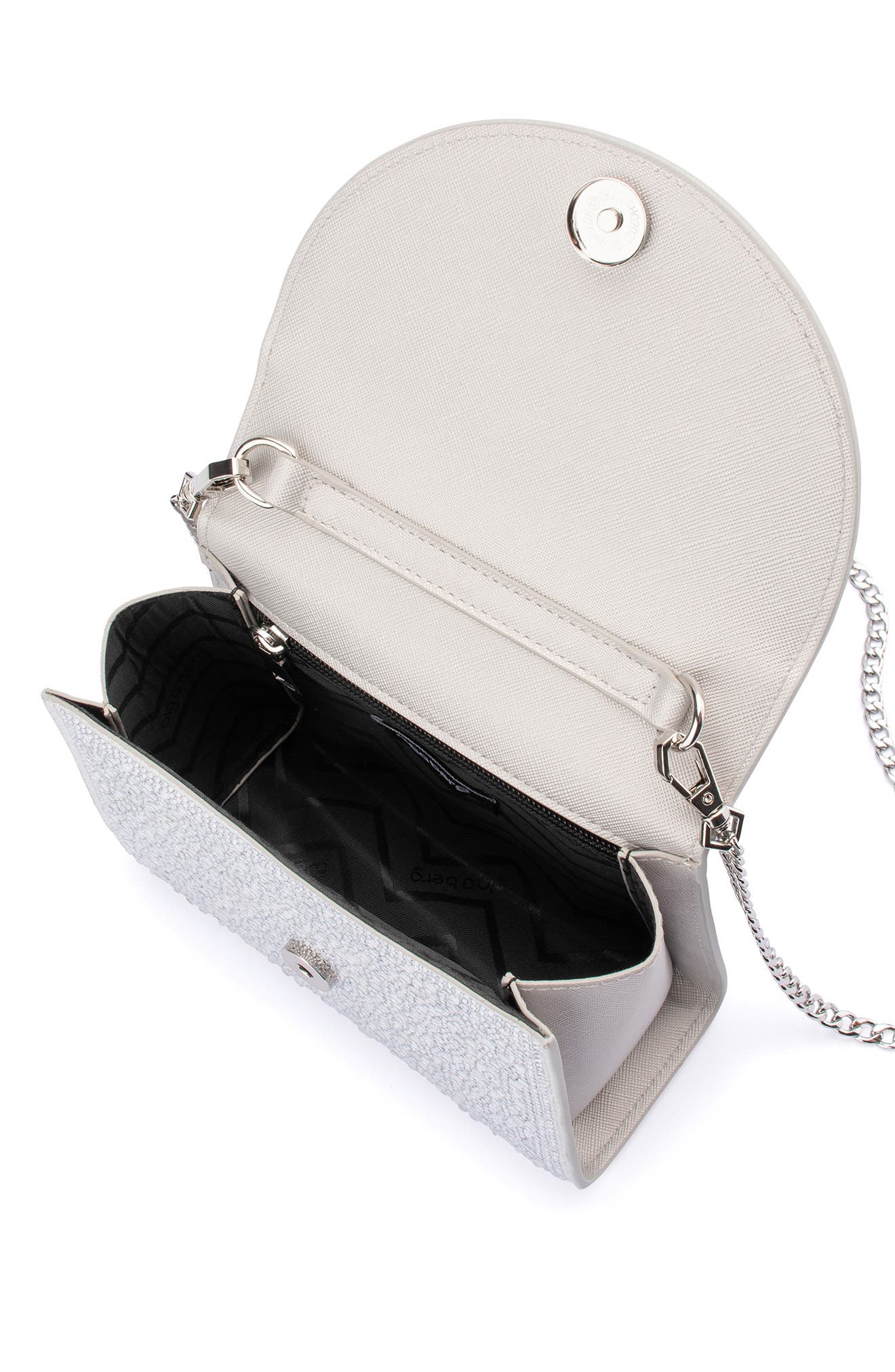 Olga Berg Annabel Crystal Top Handle Bag, Alternate, color, Silver