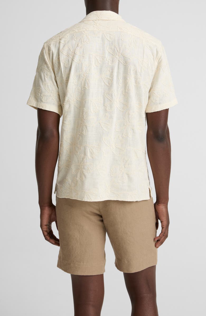 Vince Embroidered Floral Camp Shirt, Alternate, color, Blanco