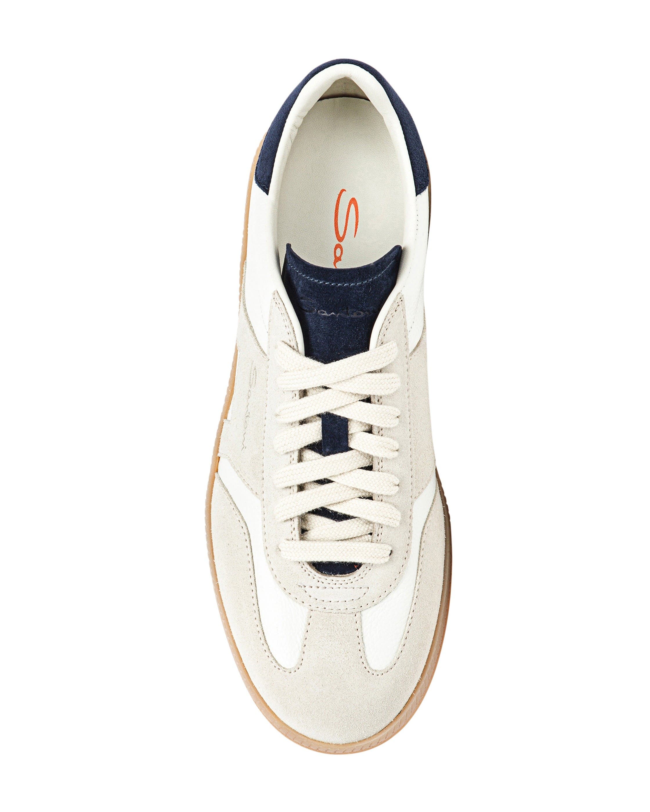 Santoni Women's Leather Sneaker, Alternate, color, White And Blue