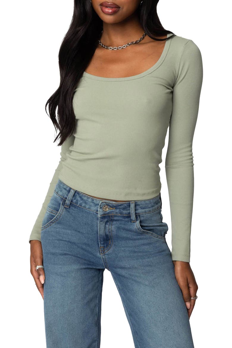 Makenna Rib Scoop Neck Top, Main, color, GREEN