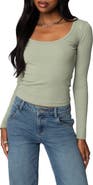 EDIKTED Makenna Rib Scoop Neck Top