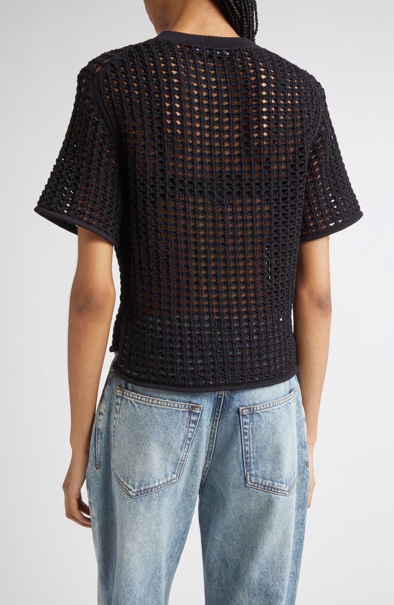 Proenza Schouler Kimia Open Crochet Sweater, Alternate, color, Black