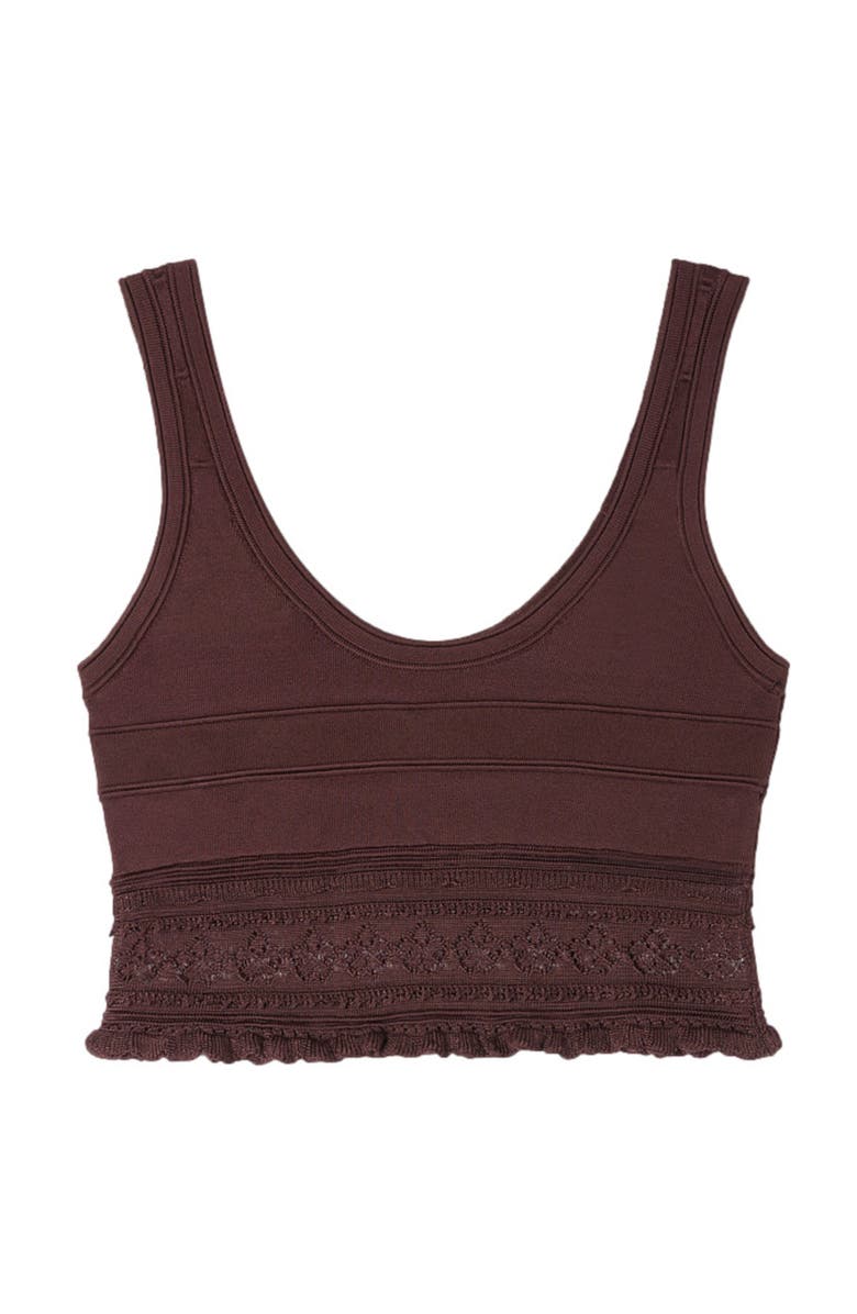 SANDRO Pointelle knit crop top, Alternate, color, Brown