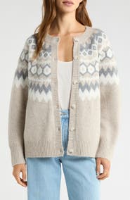 Favorite Daughter The Snowed In Fair Isle Merino Wool & Cashmere Blend Cardigan