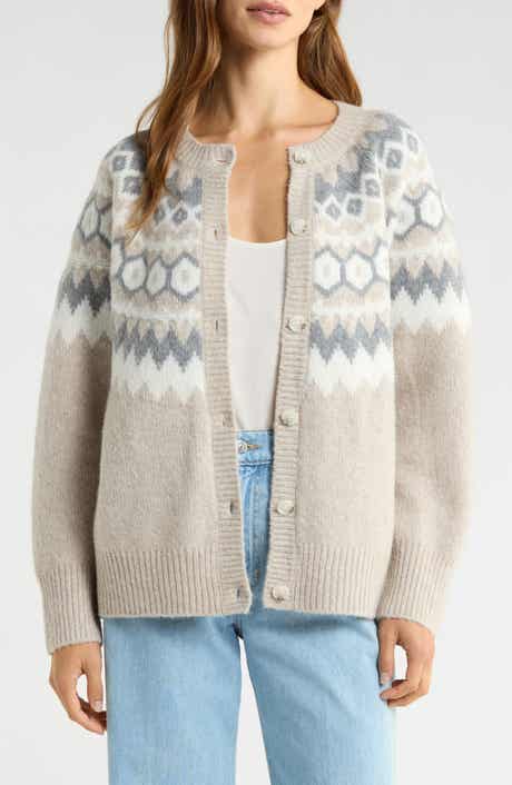 Favorite Daughter The Snowed In Fair Isle Merino Wool & Cashmere Blend Cardigan
