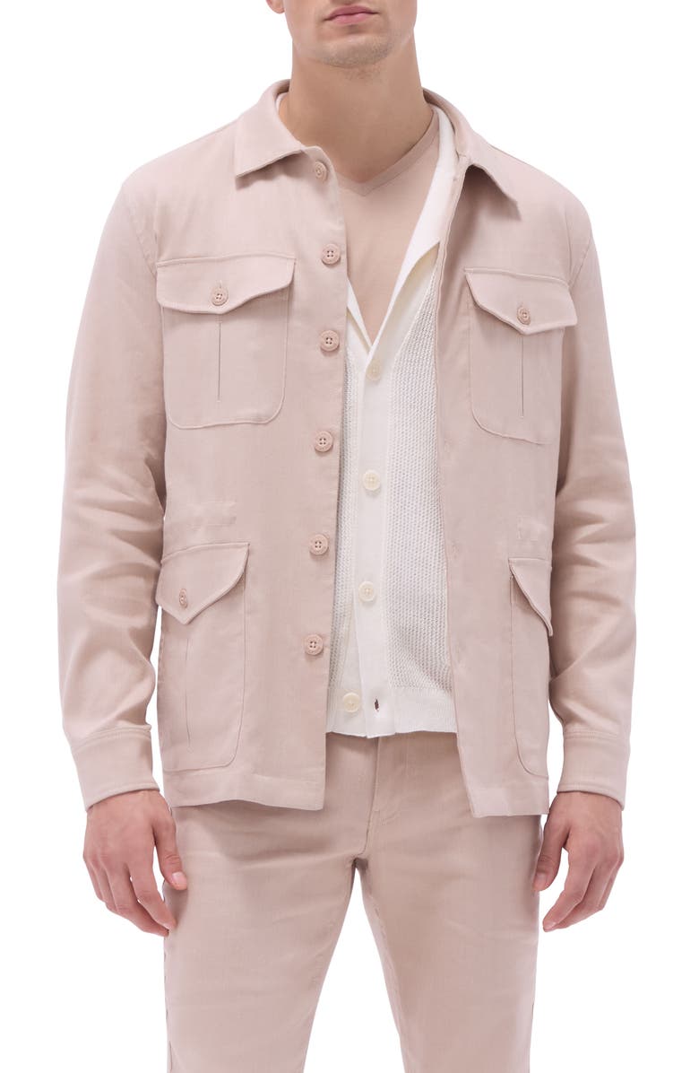 Bugatchi Linen Blend Safari Jacket, Main, color, Sand