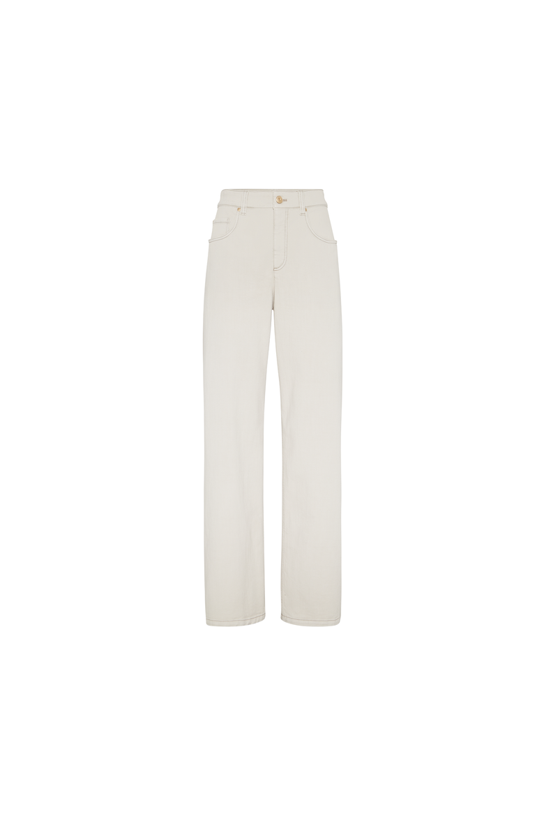 Stretch dyed denim loose barrel trousers with monili, Alternate, color, Panama