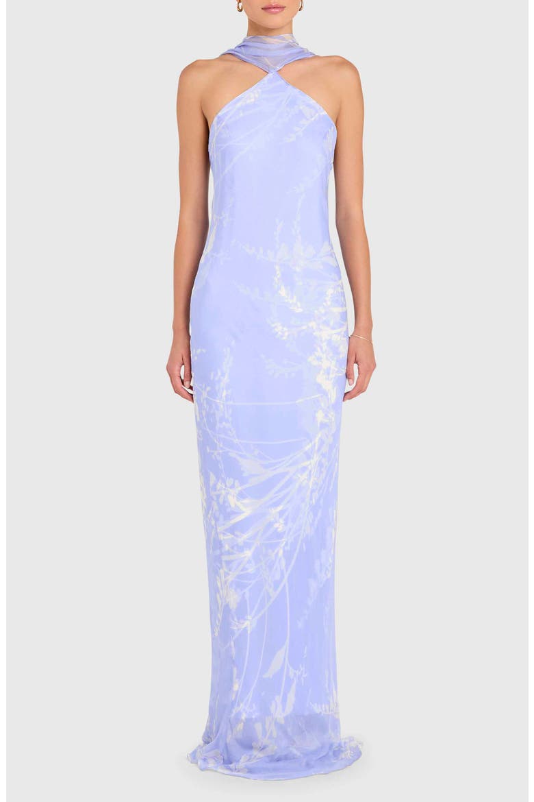 Ashton Halter Scarf Neck Column Gown, Main, color, ENGLISH LAVENDER