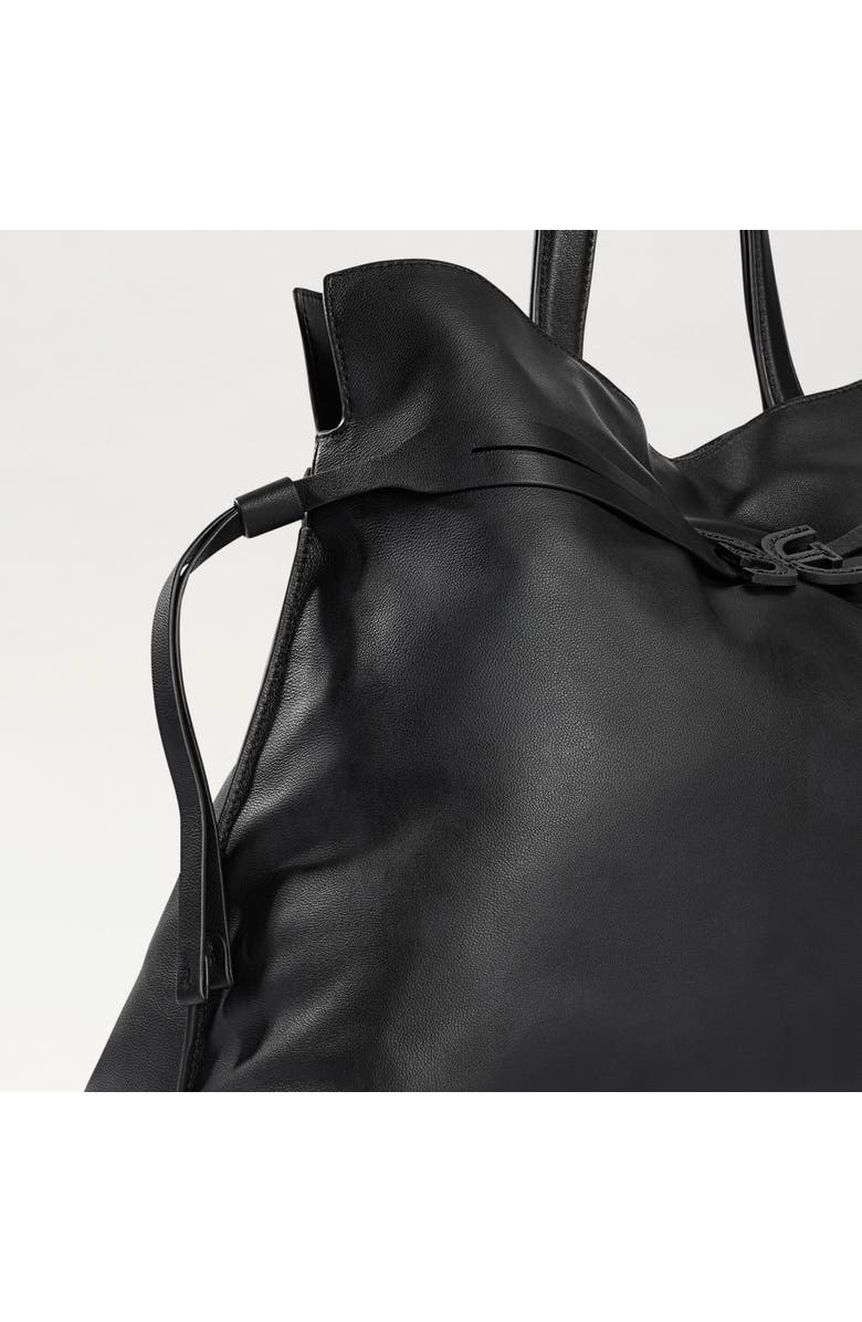 Sam Edelman Large Poppy Drawstring Leather Crossbody Bag, Alternate, color, Black