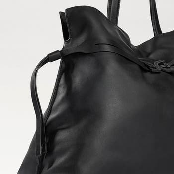 Large Poppy Drawstring Leather Crossbody Bag