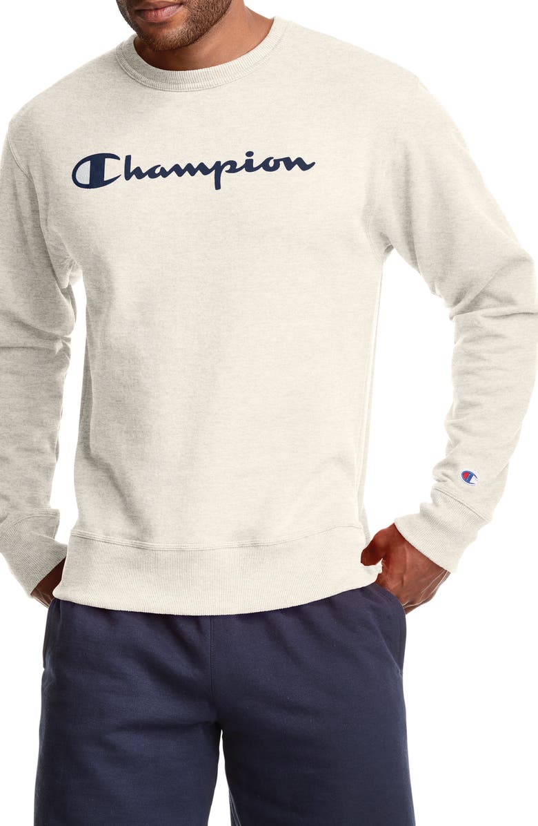 Champion Powerblend Graphic Crew Neck Sweatshirt, Main, color, 