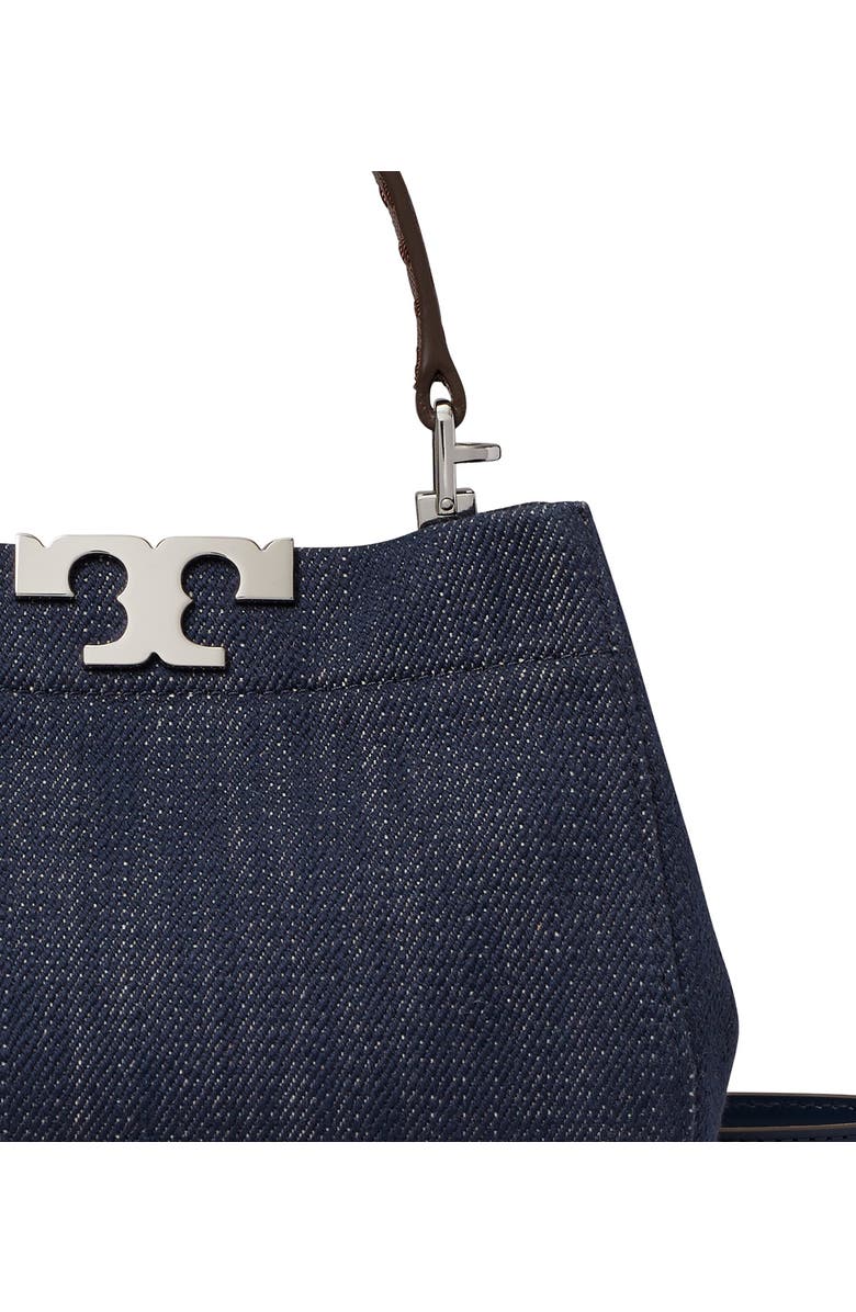 Tory Burch Mini Eleanor Denim Satchel, Alternate, color, Midnight