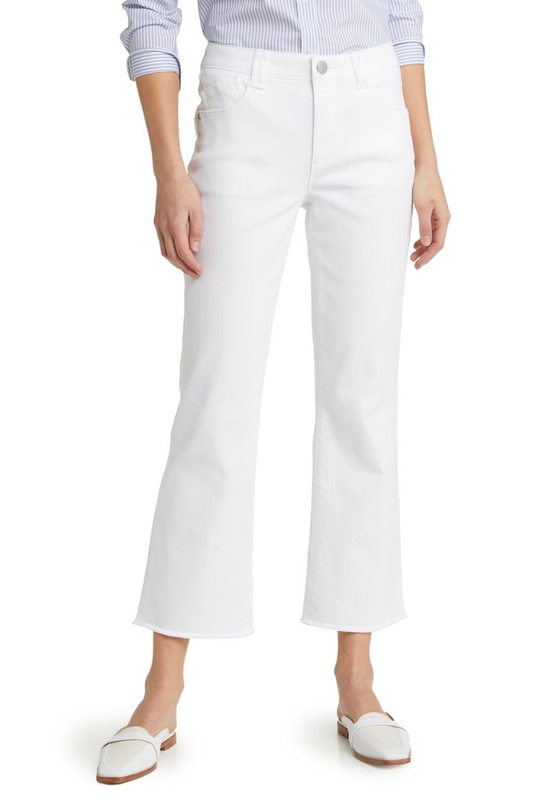 Tatum 'Ab'Solution Frayed High Waist Ankle Flare Jeans, Main, color, OPTIC WHITE