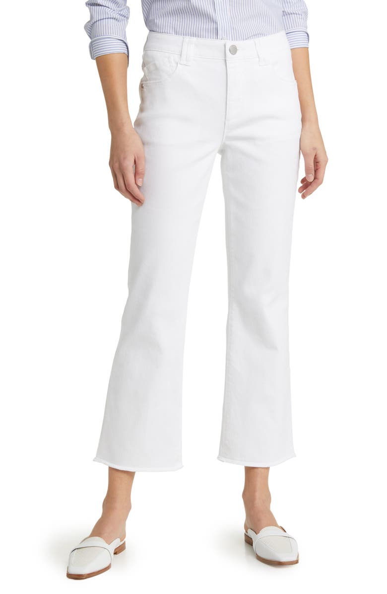 Wit & Wisdom Tatum 'Ab'Solution Frayed High Waist Ankle Flare Jeans, Main, color, Optic White
