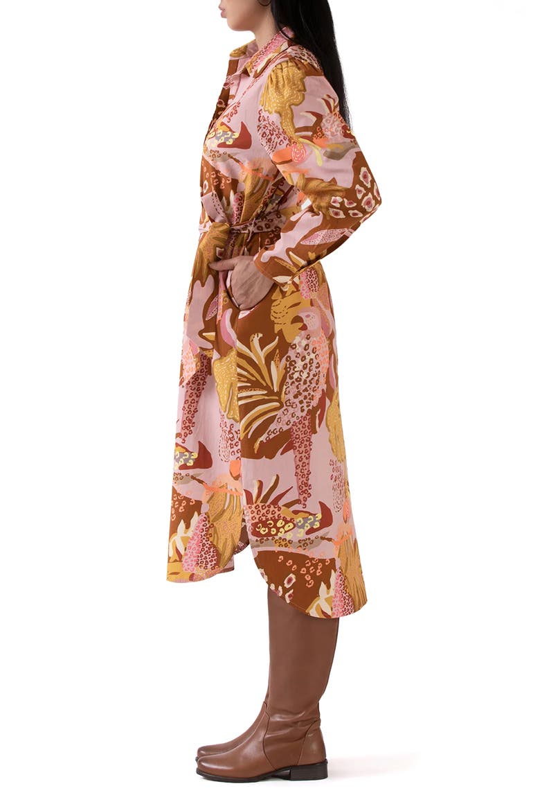 Elaine Long Sleeve Shirtdress, Alternate, color, PINK/ RED