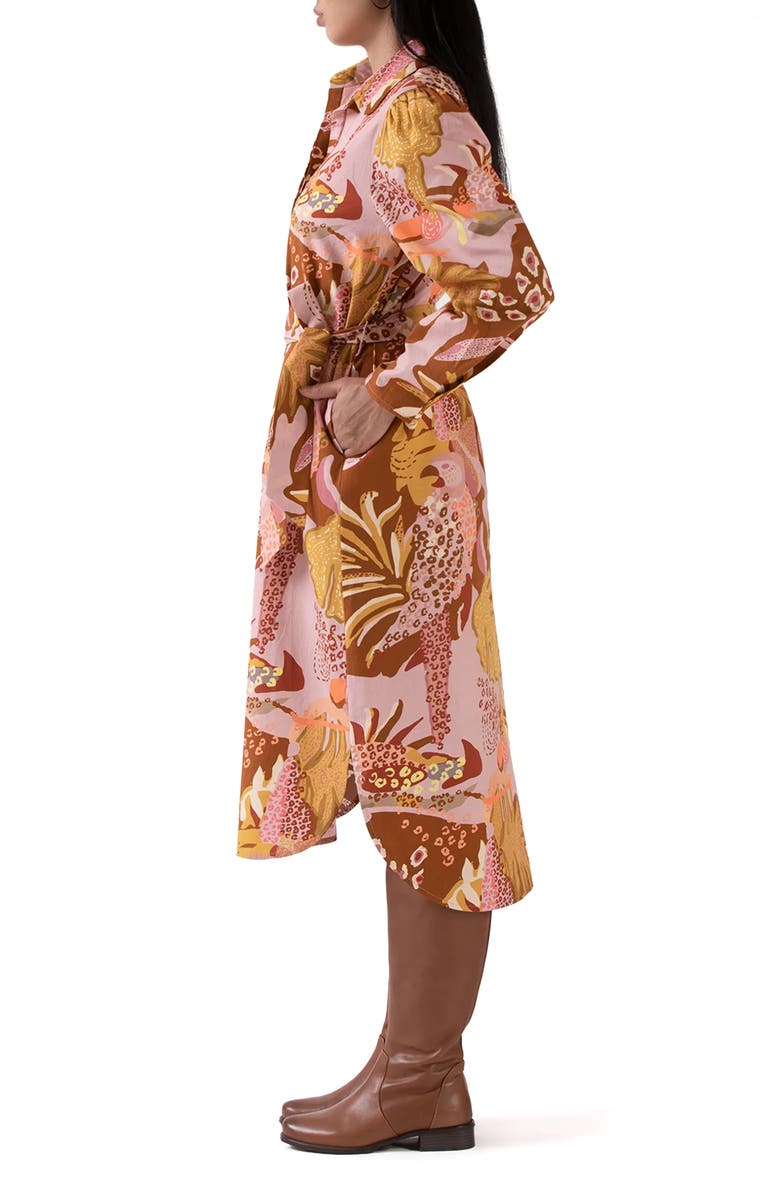 Celina Moon Elaine Long Sleeve Shirtdress, Alternate, color, Pink/ Red