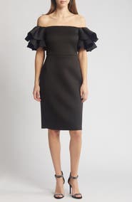 Eliza J Ruffled Off-the-Shoulder Cocktail Dress