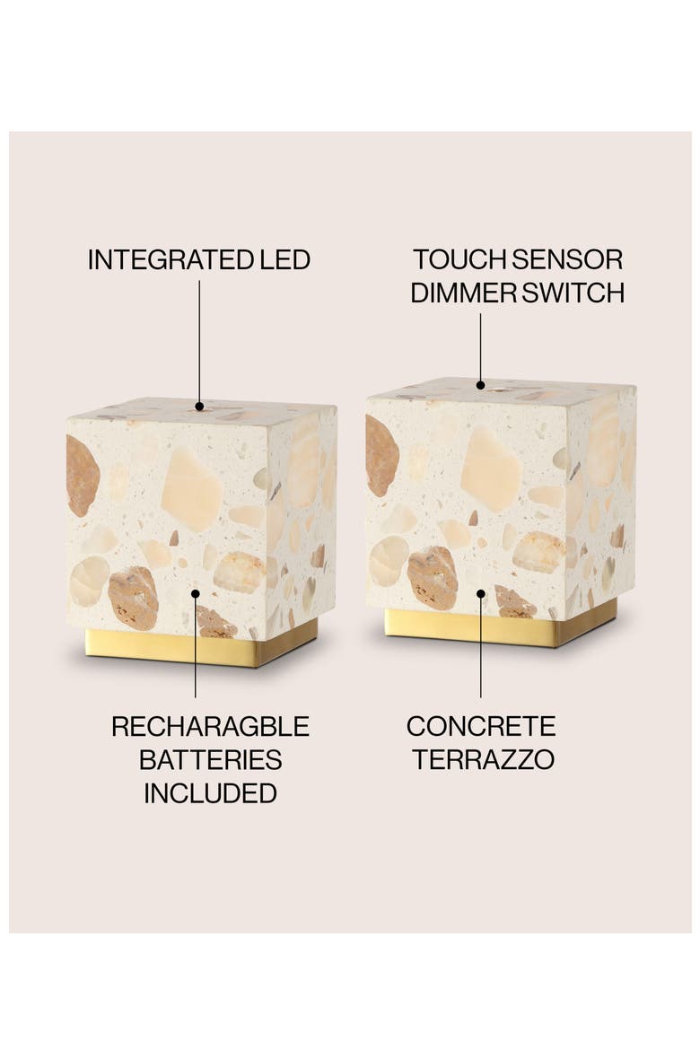 Lara Modern Glam Terrazzo Rechargeable/Cordless Dimmable Integrated LED Mini Table Lamp with Touch Sensor, Alternate, color, Multi-Color