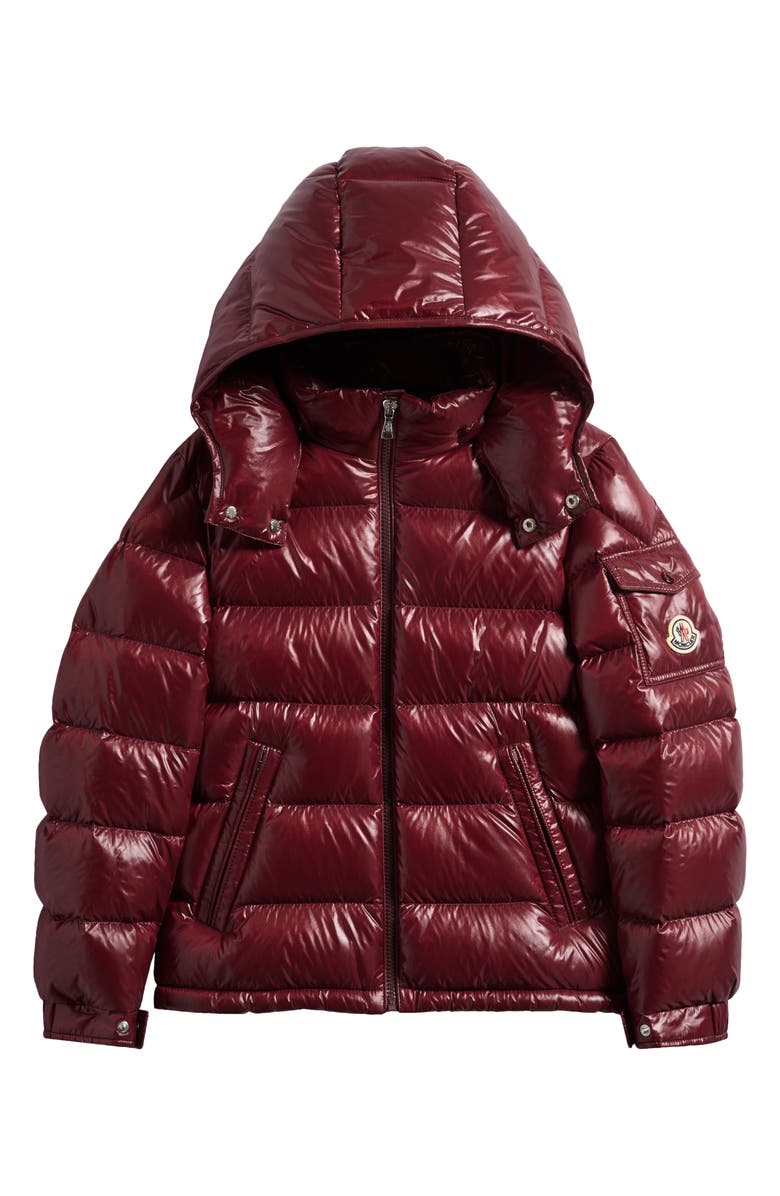 Moncler Kids' Maya Lacquered Nylon Down Puffer Jacket, Main, color, Bordeaux