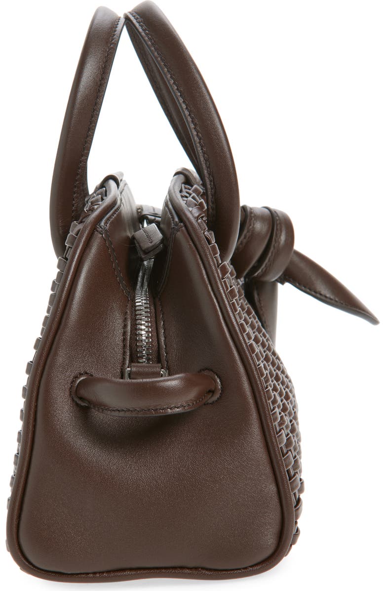 Jacquemus Le Petit Turismo Woven Leather Bowling Bag, Alternate, color, Dark Brown 880