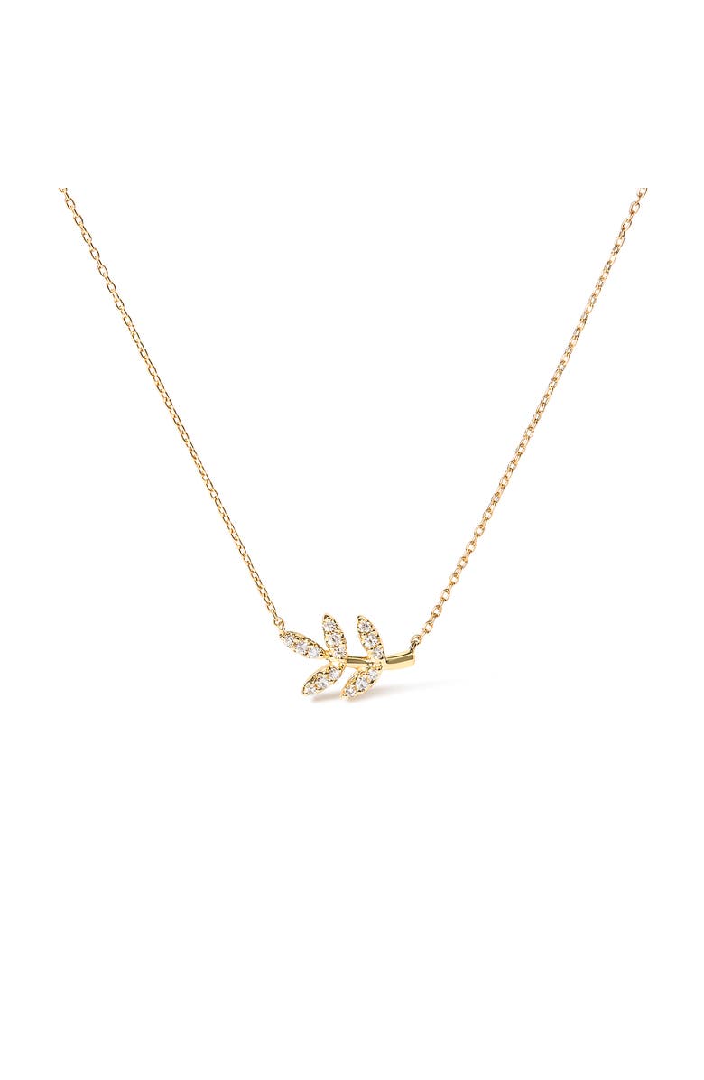 Haus of Brilliance 10K Yellow Gold 1/10 Cttw Diamond Leaf and Branch Pendant Necklace, Main, color, Yellow